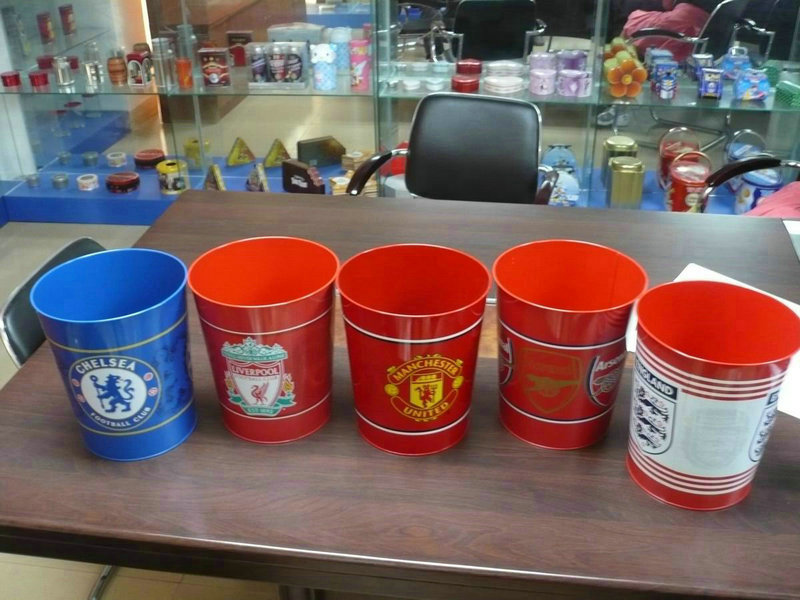 大量供应  礼品铁桶  圆形马口铁桶 英超球队铁桶