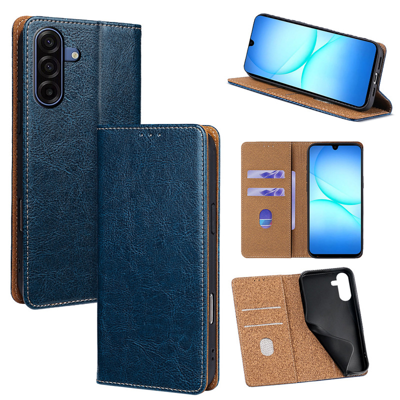 Suitable for Samsung A37 Card-Inserting Phone Case, Galaxy A27 Genuine Leather Crystal Pattern A07 Magnetic Flip Phone Case