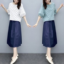 棉麻套装女夏季新款韩版宽松大码女装时尚减龄裙子休闲两件套