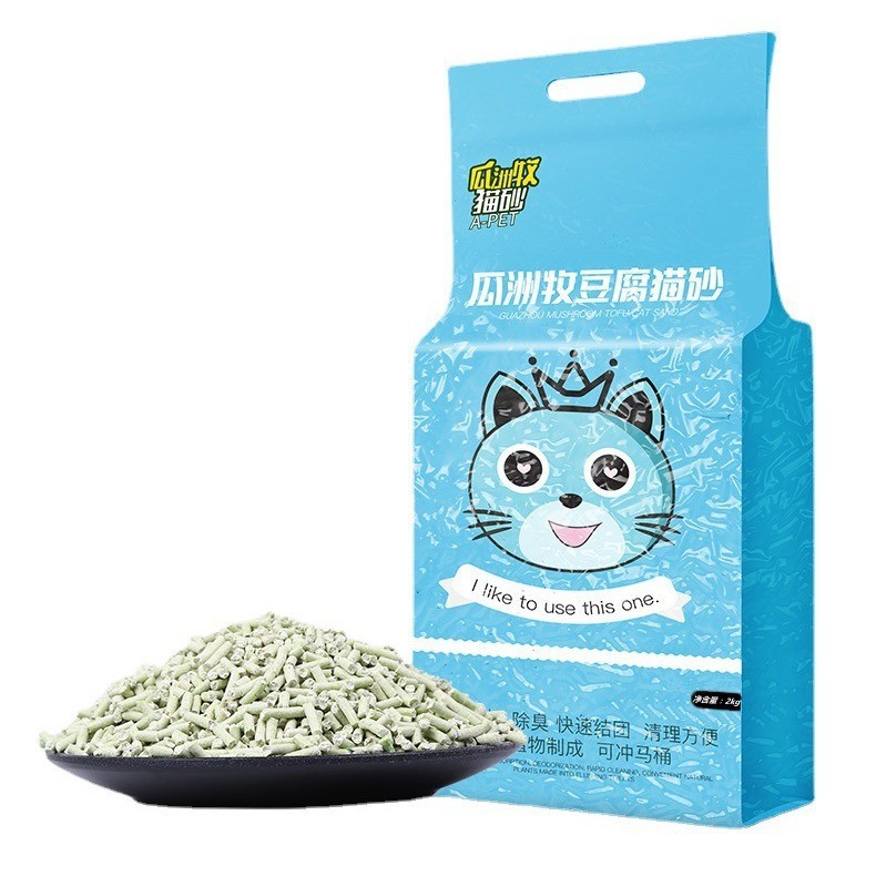 Una pieza de arena para gatos, 6L, té verde original, tofu, arena para gatos, absorción de agua, carbón activado, desodorización sin polvo, arena para gatos al por mayor