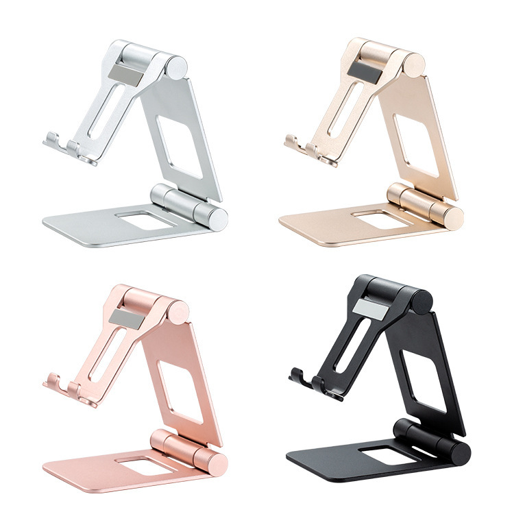 Aluminum alloy desktop mobile phone tablet stand multifunctional double folding customizable metal mobile phone tablet stand