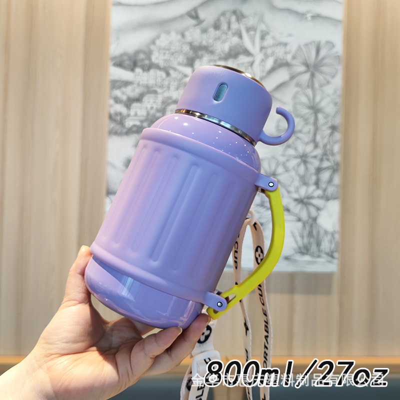 Gran capacidad de acero inoxidable 316 separación de agua de té vacío taza de aislamiento térmico conveniente portátil botella de agua de correa universal