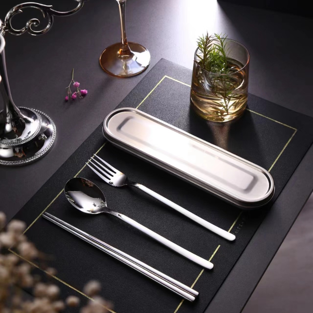 의료용 316L 스테인레스 스틸 휴대용 식기 상자 사무직 학생 개인 식기 보관 상자 수술 칼 보관 상자