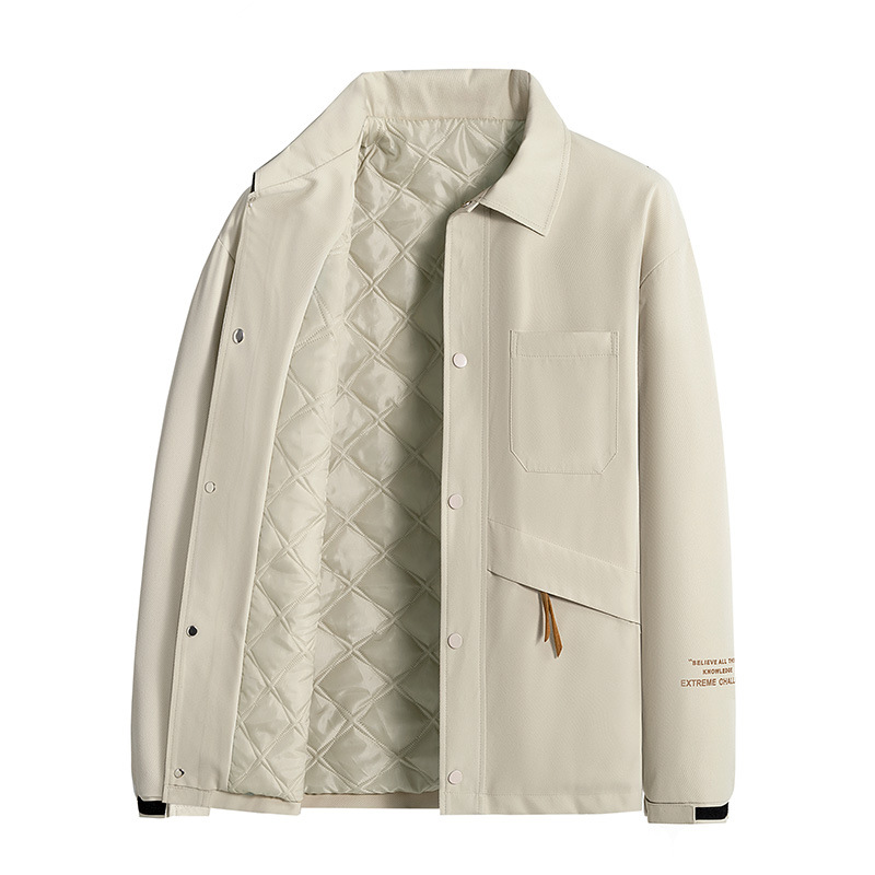 Men's Clothing autumn new men's jacket business casual lapel large pockets solid color printing men_voghion.com