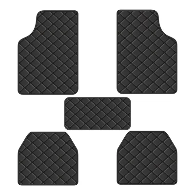 Pattern Universal Car Floor Mats – Universal Foot Pad - black-with-black-stitching