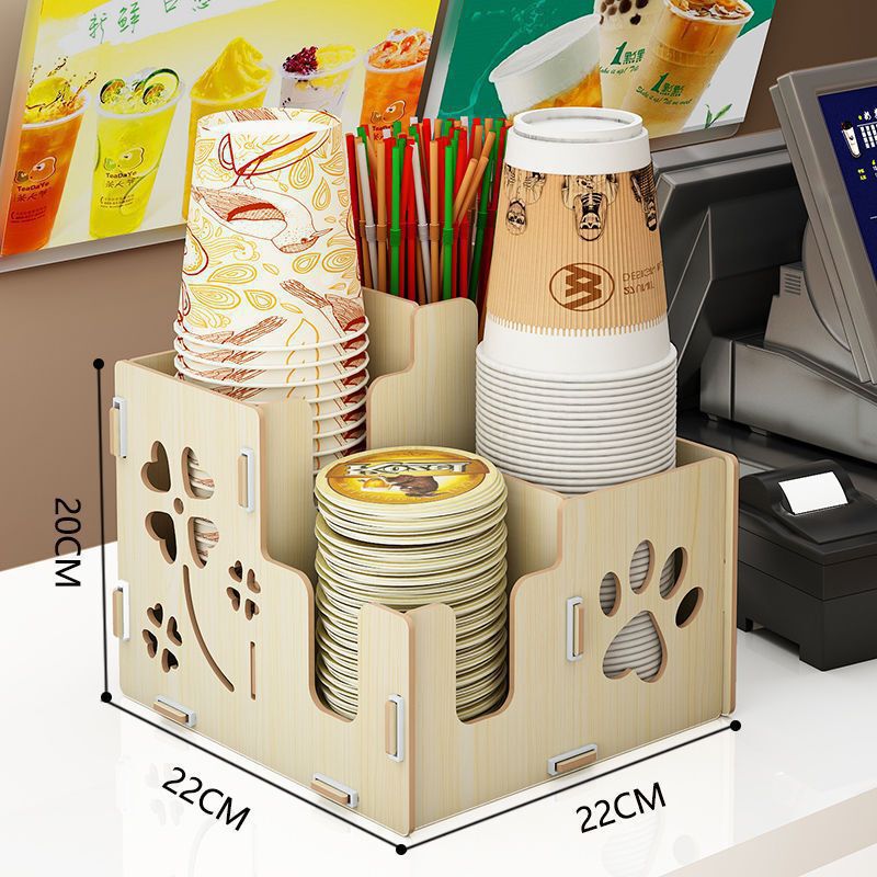 Y奶茶店 一次性纸杯架 取杯器 分杯架咖啡 吸管收纳盒吧台用品商L|undefined