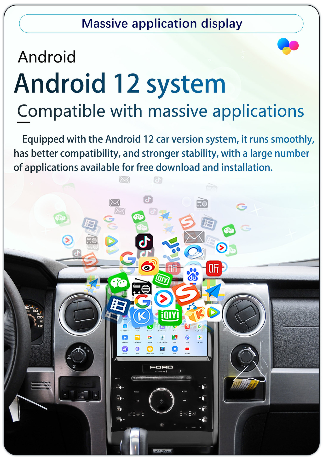 Suitable for 9-Inch 13-14 Model Ford F150 Android Wireless Carplay Navigation 360 Panoramic All-In-One Machine