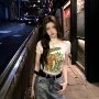 印花肌理修身百搭小衫