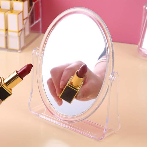 ins square transparent makeup mirror student dormitory desktop vanity mirror rotatable desktop round mirror with stand