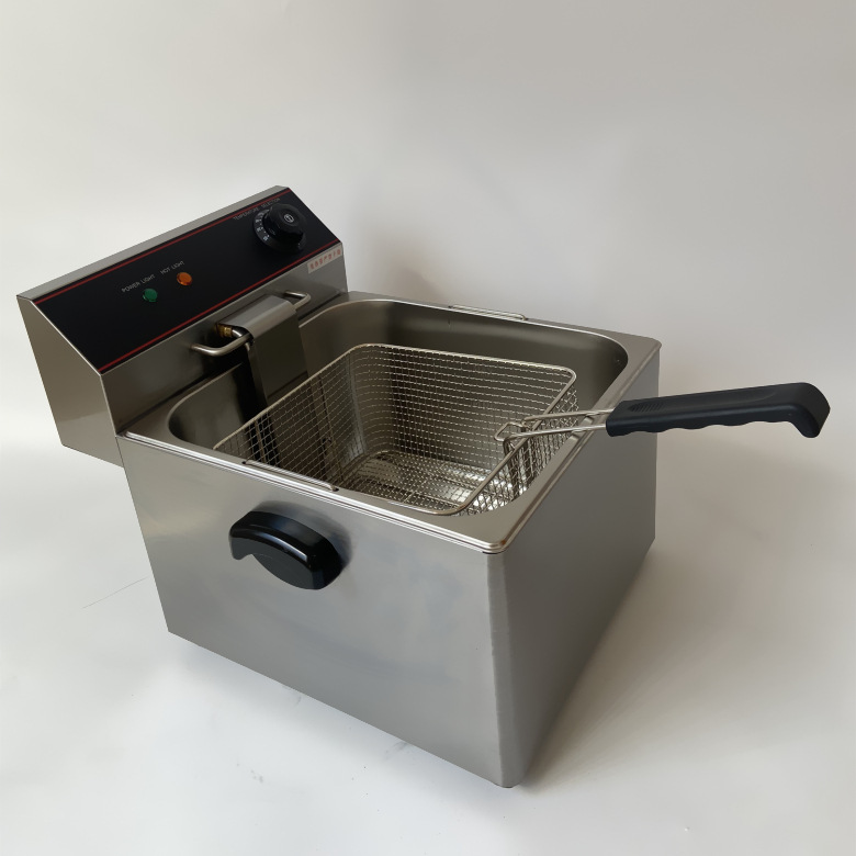 Freidora eléctrica de 11 litros de un solo cilindro comercial de doble cilindro con control automático de temperatura freidora de gran capacidad freidora de pollo y papas fritas