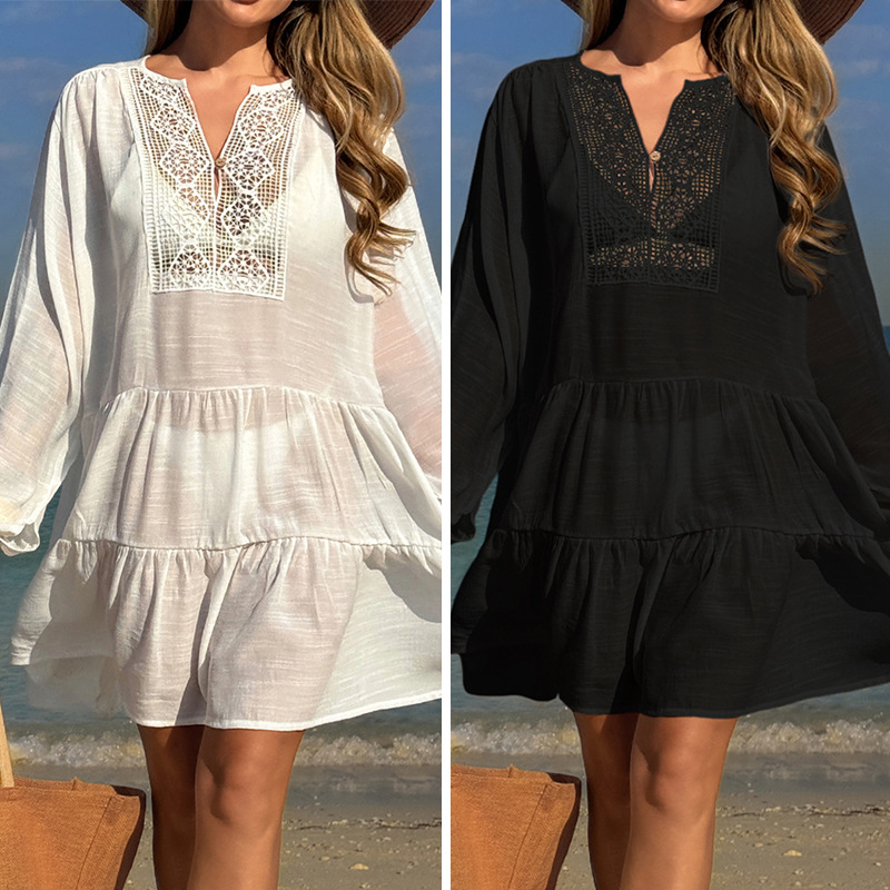 Großer Rock, durchsichtiges Strandkleid mit Sonnenschutz, lässiges Überwurfkleid, sexy Urlaubskleid für die Küste_voghion.com