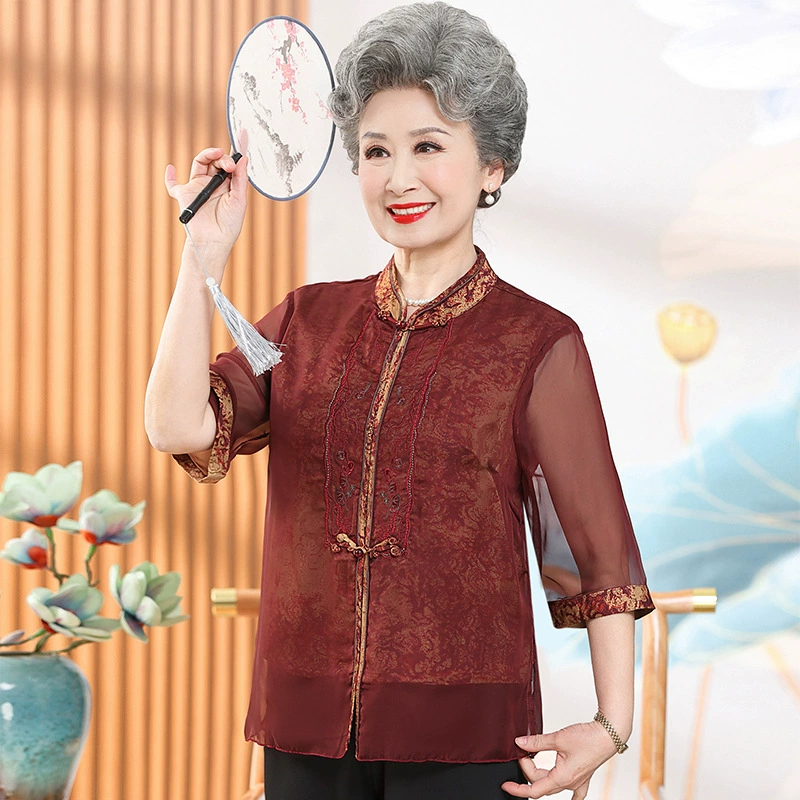 Среднее и пожилое летнее платье бабушки шифоновые рубашки