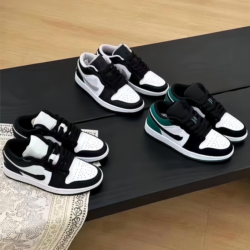 Putian Pure Original Aj1 Low-Top Black and White Panda Black Toe Men's and Women's Casual Basketball Shoes Couple Sneakers Versatile Style