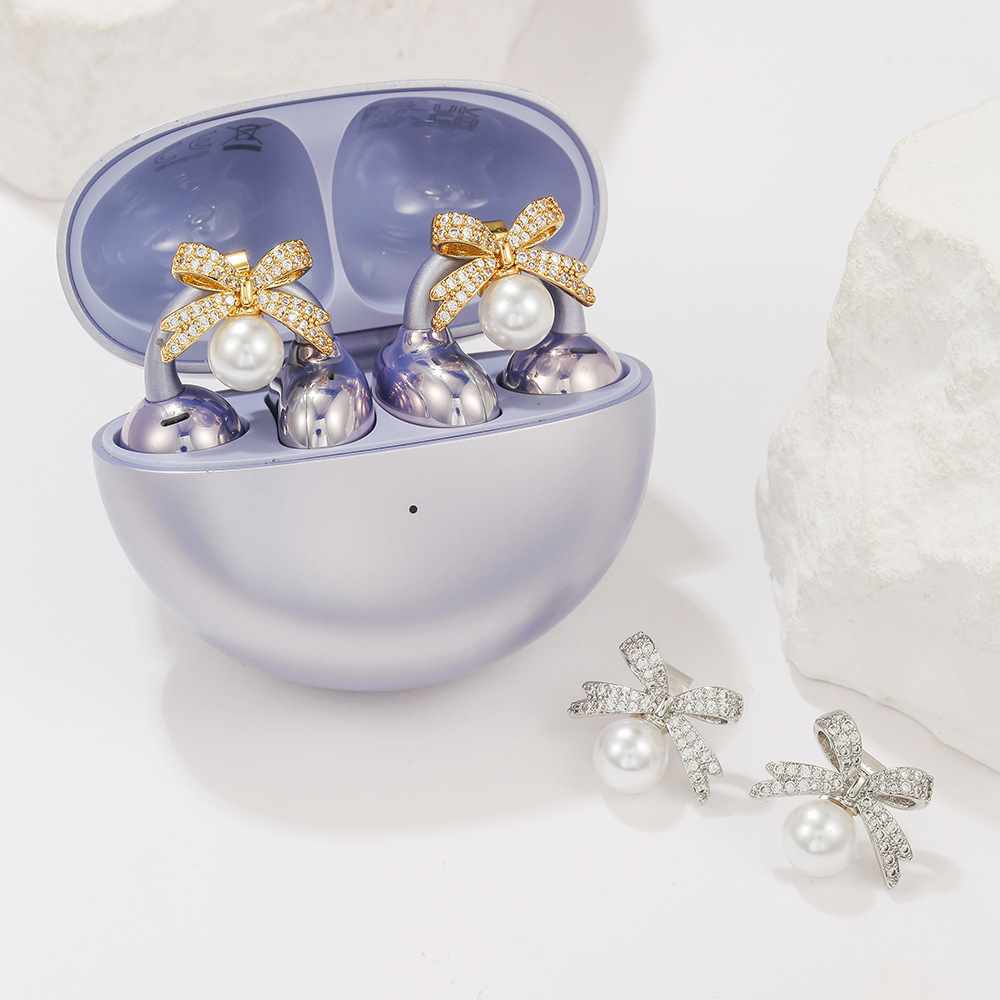 通用型FreeClip耳机钻扣蝴蝶结点珍珠夹扣小众时尚配饰男女