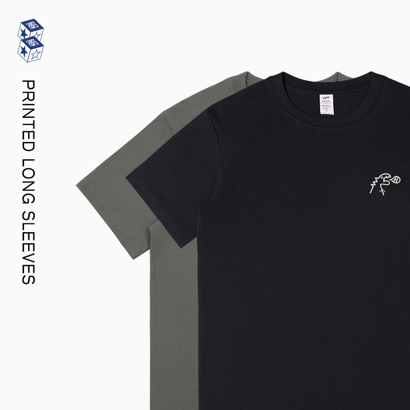 新款230g纯棉男上衣短袖恐龙印花休闲T恤夏季宽松水洗棉现货T恤衫