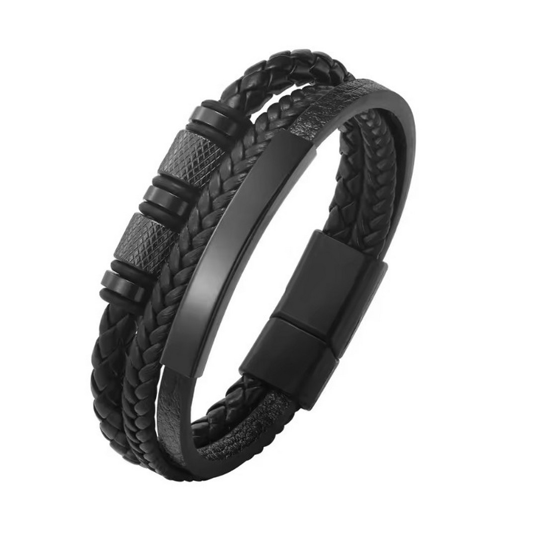 Men's Braided Leather Bracelet Waterproof And Hypoallergenic_voghion.com