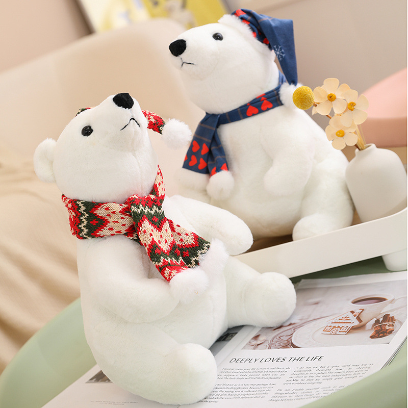 Adorable Navidad oso polar juguete muñeca marioneta muñeca de tela abrazar oso regalo infantil transfronterizo