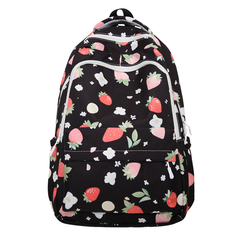 Moda nueva mochila de ocio impresa de gran capacidad moda fresa mochila del campus bolsa de viaje de computadora bolsa de hombro