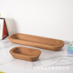 無垢材の香りのキャンドルコンテナプレート家庭用楕円形木製フルーツスナックプレートシンプルな手作りキャンドルコンテナプレート