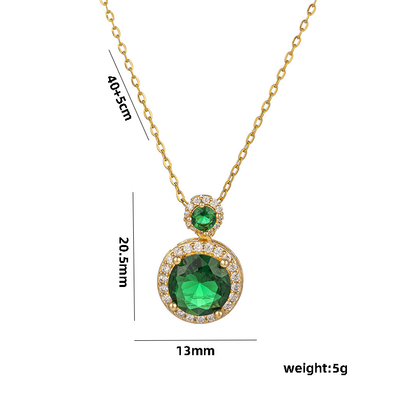 Bijoux et accessoires Collier rétro en acier titane avec pierres précieuses émeraude pour femme, personnalité de niche, chaîne de clavicule polyvalente en filet rouge, bijoux à la mode_voghion.com