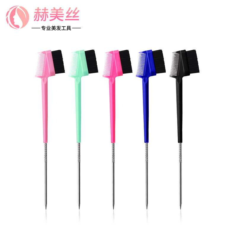 Double-Ended Steel Needle Eyebrow Brush, Hair Comb, Eyebrow Brush, Three-In-One Highlighter, Dual-Purpose Pointed Tail Needle Cleaning Brush, Steel Needle Eyebrow Comb