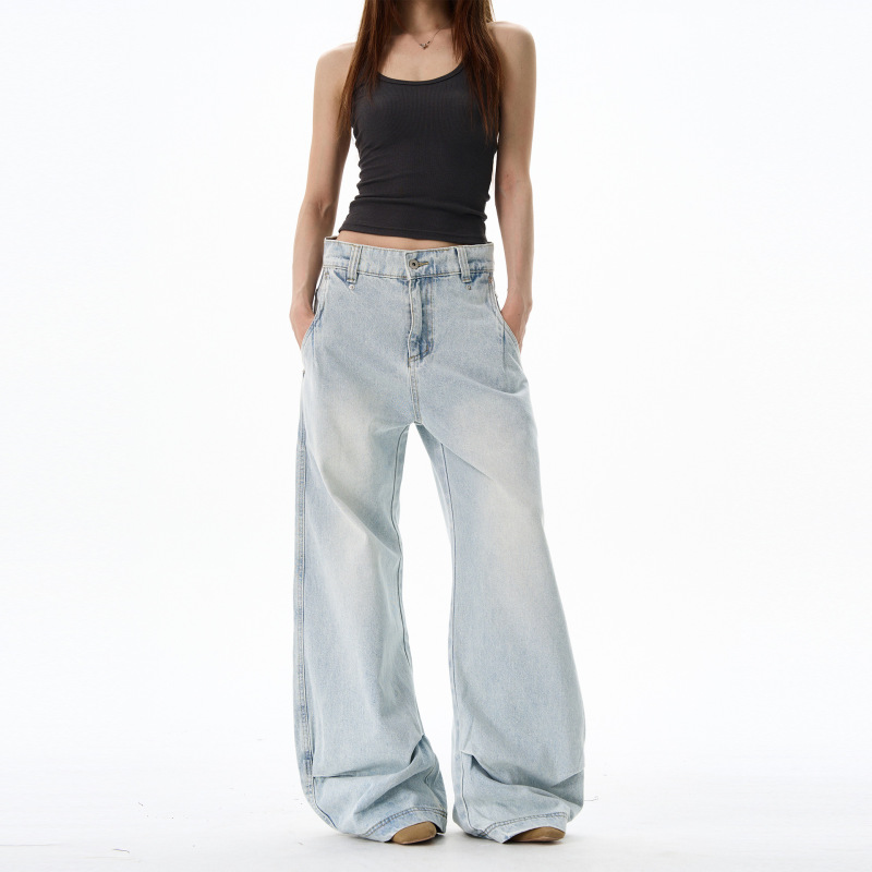 Tailang's Shop American High Street Light Blue Jeans Men's Trendy Brand Handsome High-End Scimitar Pants Couple Pants Tailang's Shop American High Street Light Blue Jeans Men's Trendy Brand Handsome High-End Scimitar Pants Couple Pants