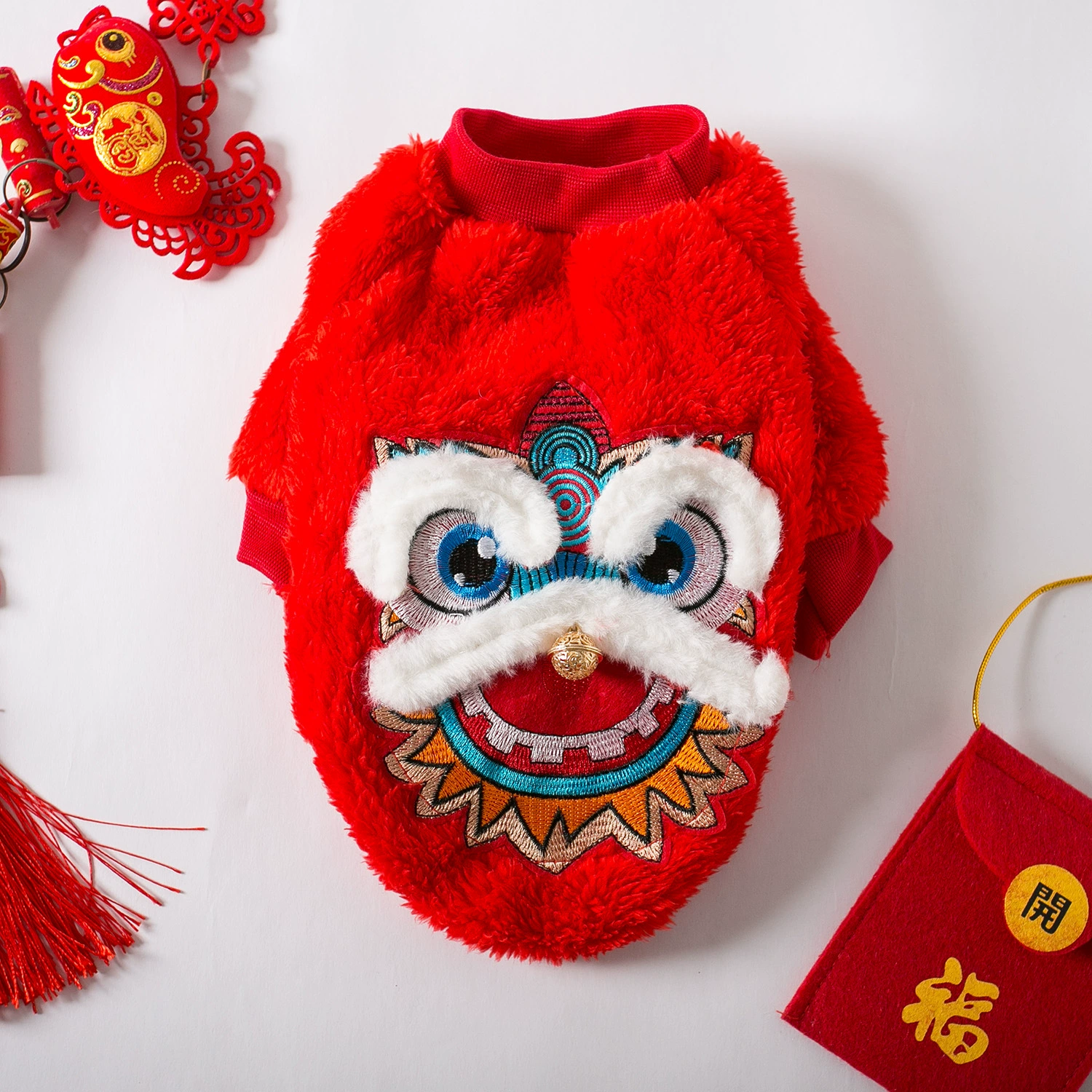 Собачья одежда осенняя и зимняя новогодняя праздничная жилетка с танцем льва