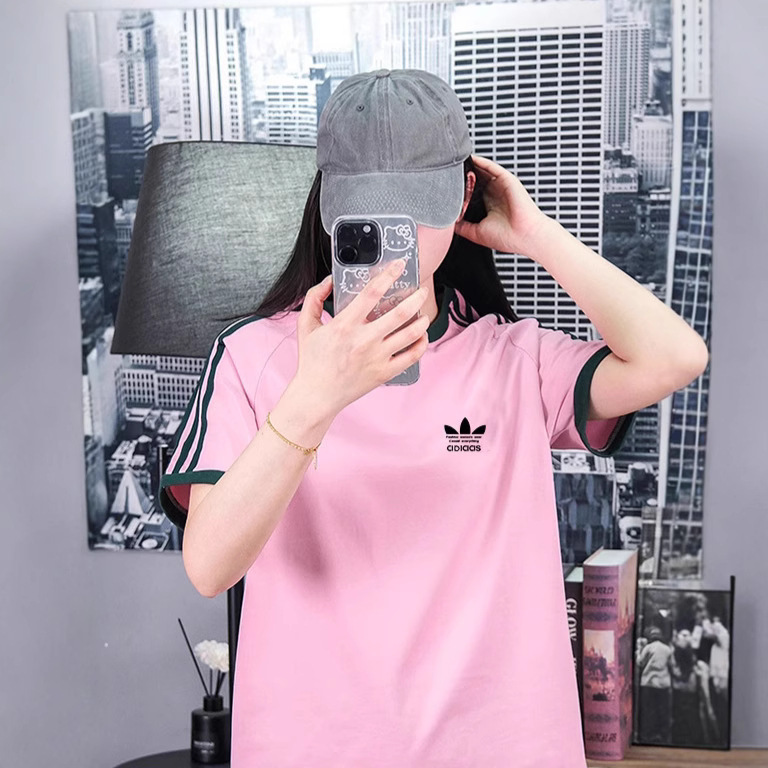 国境を越えたクローバー刺繍の基礎金丸襟半袖男女カップルtシャツゆるい純綿上着半袖カジュアル|undefined