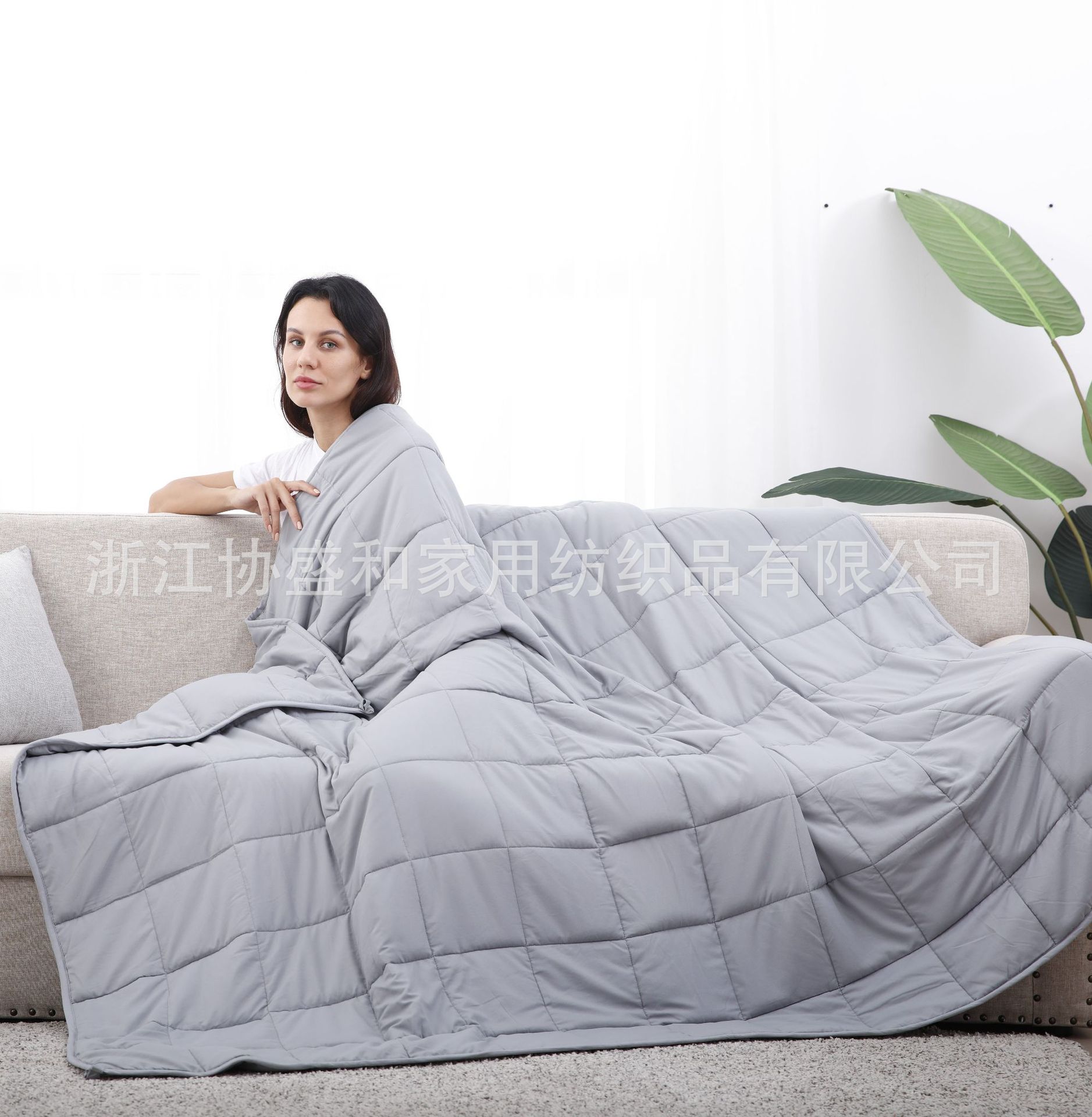 Suministro directo de manta de gravedad algodón gris oscuro gris claro empalme cuentas de vidrio relleno de gravedad exportado weighted blank