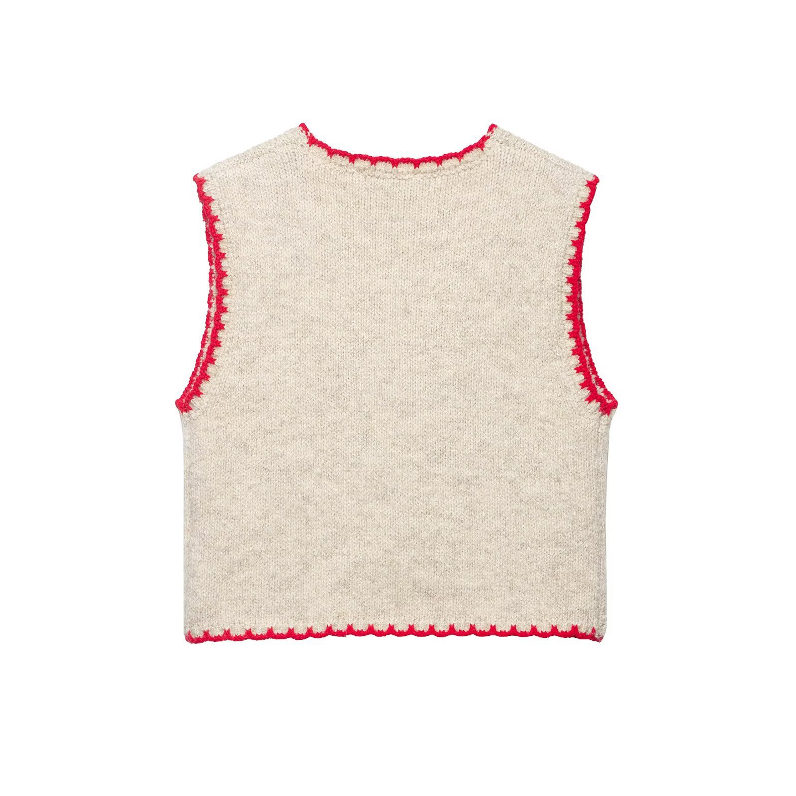 PB & ZA ropa de mujer primavera 2026 temperamento simple estilo retro estilo de bordado chaleco de punto 0021001 image 5