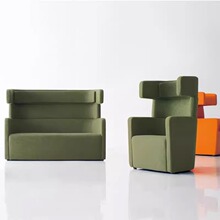 北欧轻奢办公高背简约阅览室洽谈会客接待区单人多人卡座私密沙发