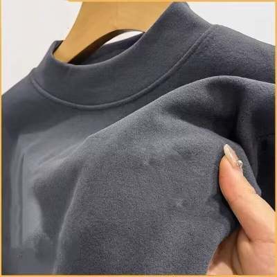 Half turtleneck German velvet top.Dark gray