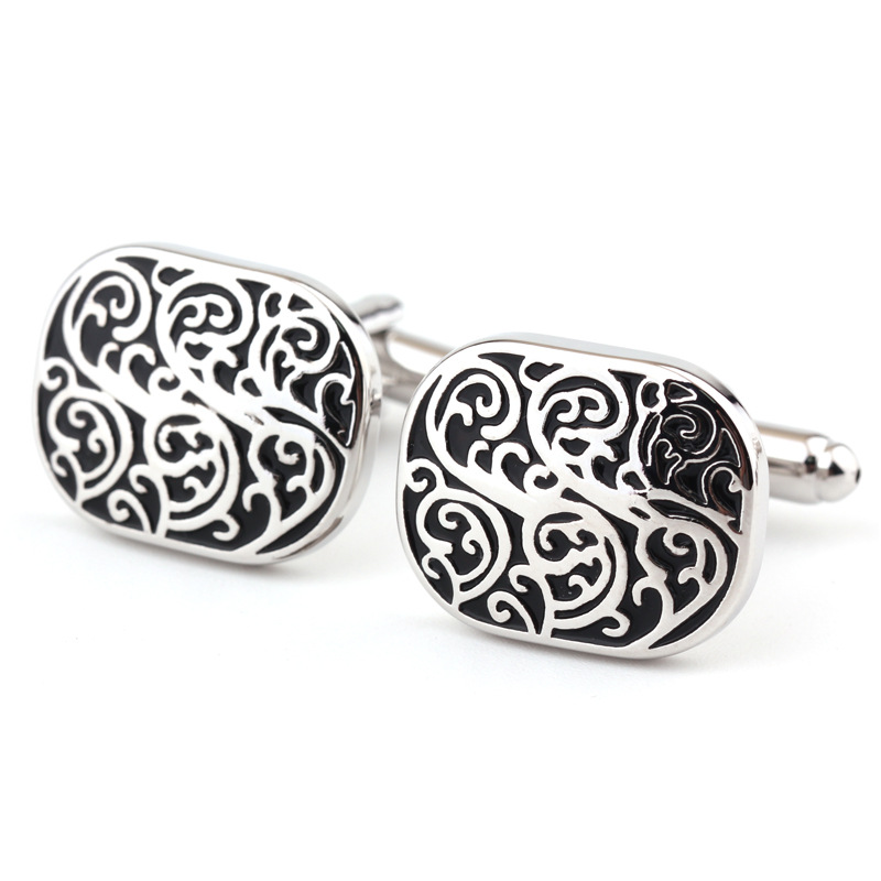 Patterned retro paint color French shirt cufflinks cufflinks men_voghion.com