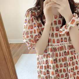 韩国ins女士夏新品韩系简约舒适睡衣休闲宽松慵懒睡裙家居服批发
