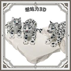 仿真花豹雪豹3D打印玩具动物园纪念品公仔摆件活动礼品跨境热销
