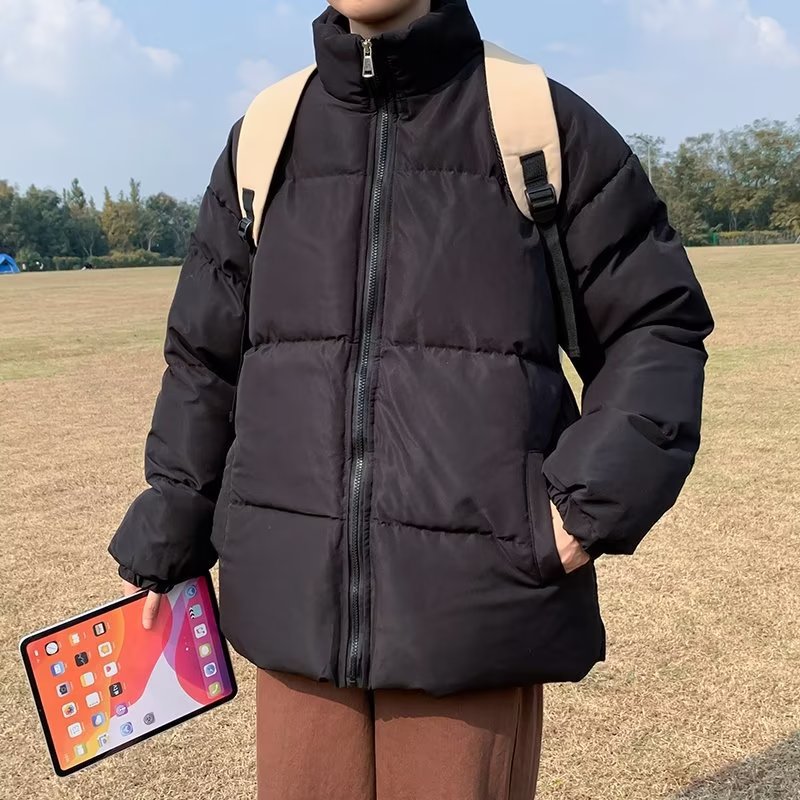 棉服男青春流行2023新款棉衣潮流拉链原宿立领夹克男装秋冬款代发