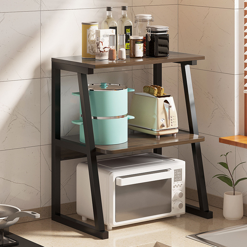 Kitchen-specific shelving unit: 3-tier microwave rack, multi-level countertop spice rack, and storage solution—also perfect as a rice cooker or oven stand.