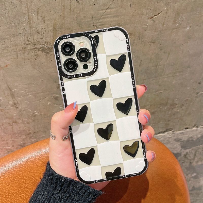 Simple Style Heart Shape Checkered   Phone Cases display picture 3