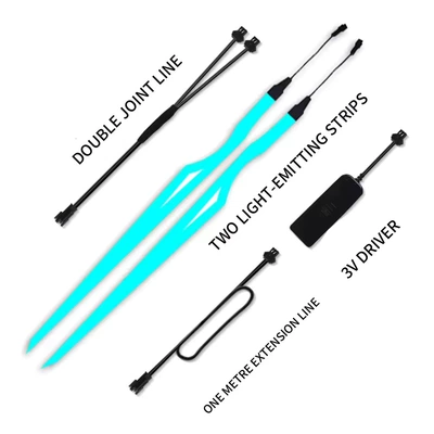 Waterproof Luminous Helmet Modified Cold light sheet - sky-blue