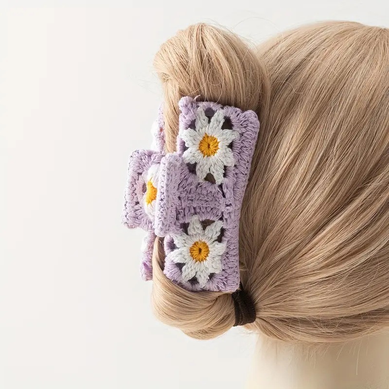 66g Weight Hair Claws Hair Accessories Type 1 Piece Quantity Knit Material Waves, Flower, Strawberry Pattern All Seasons Season Women's Gender Vacation Style Vacation Classic Style Women's Flower Knit Hair Claws 1