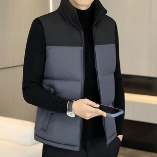 2022 New Cotton Vest Men's Winter Korean Style Trendy Slimming Handsome Vest Autumn and Winter Thickened Warm Vest