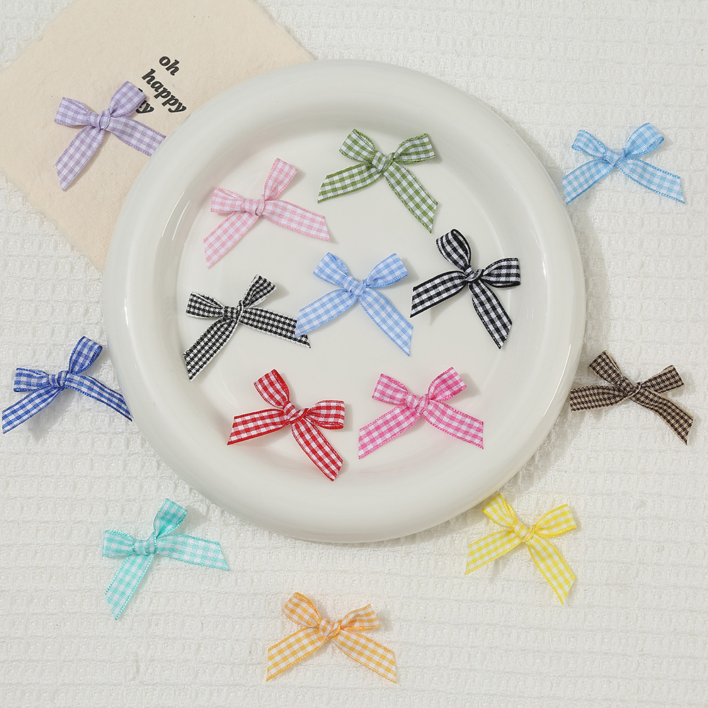 简约diy配饰鞋帽包包袜子装饰辅料清新格子甜美发夹装饰头饰配件