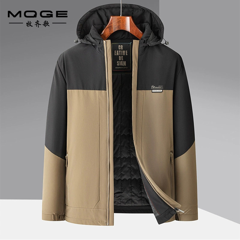 2024 зимняя новая мужская хлопчатобумажная куртка средней и длинной с капюшоном