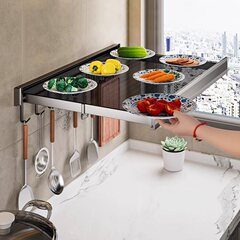 キッチン折りたたみ食品準備ラック壁掛け伸縮式目に見えない収納ラック収納省スペース多機能食品ラック