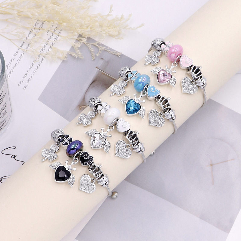 Pan Jiafeng Diamond Angel Wings Beaded Bracelet Girl's Heart DIY Pull Chain Love Lucky Bracelet Jewelry