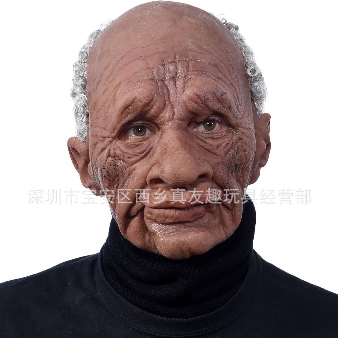 Tapón de anciano transfronterizo Tapón de rostro de anciana Peluca Máscara de anciano Máscara de látex humanoide de Halloween en stock