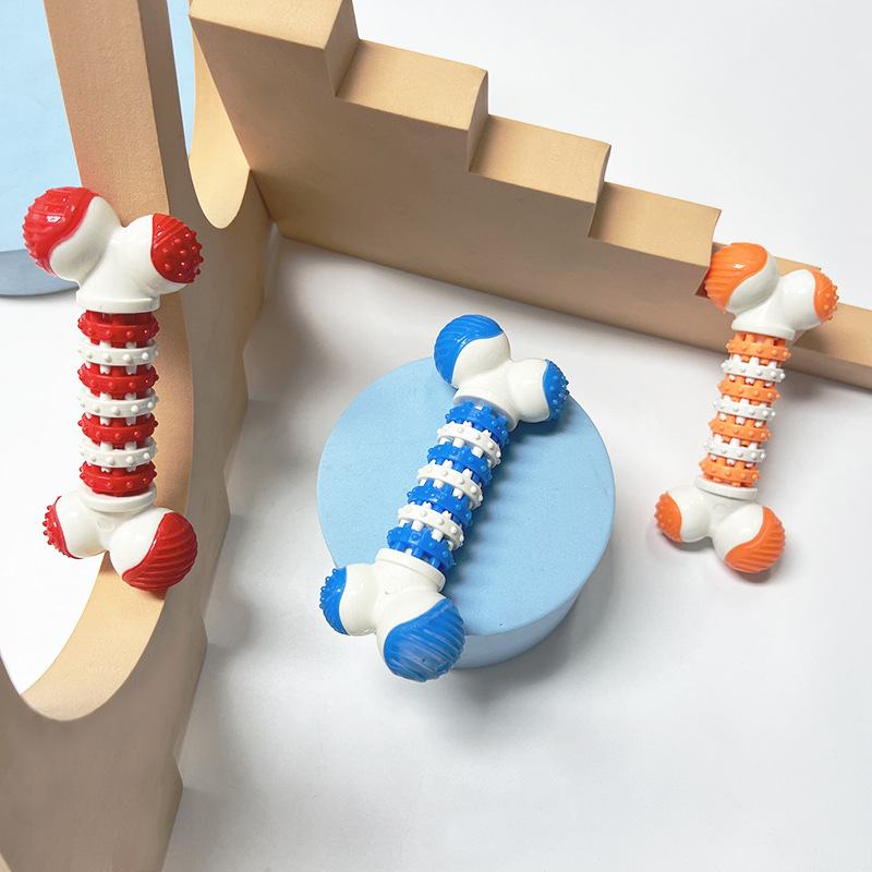 Nuevos productos transfronterizos para mascotas juguetes para perros TPR huesos de engranajes multicolores resistentes al desgaste dientes limpios juguetes para mascotas al por mayor