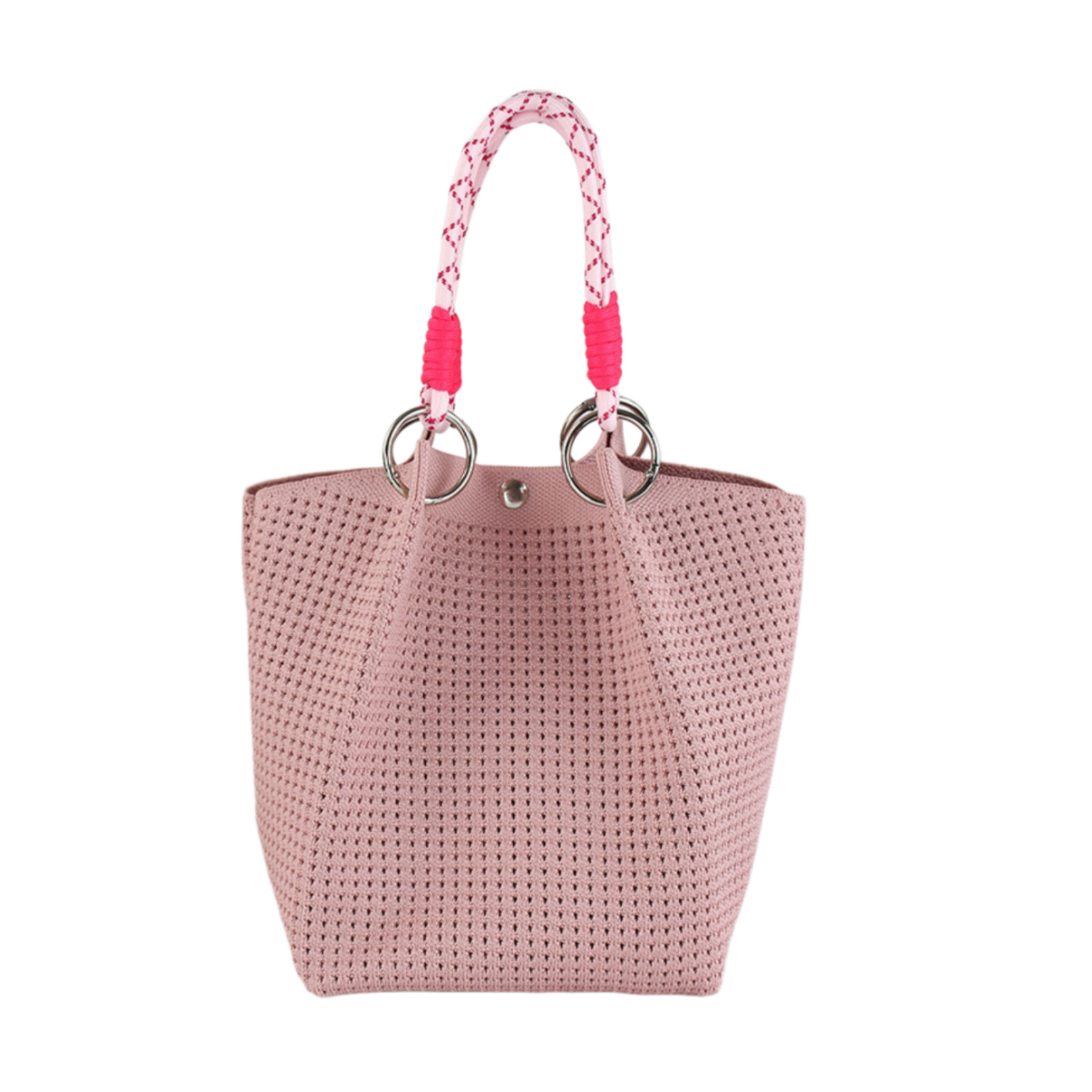 Red cross-border nueva bolsa de bucle de tejido bolsas de tejido de hebilla magnética tridimensional nueva fábrica de bolsas de tejido de rayas de tejido