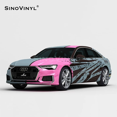 oil car color changing, Automotive Film - 152-18m-pink-and-blue-floral-double-stitching