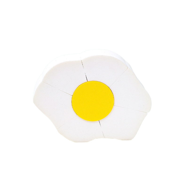 Huevo frito personalizado de fábrica, huevo escalfado de soplo grande plano, esponja de maquillaje sin látex, cojín de aire, huevo de belleza, venta al por mayor transfronteriza